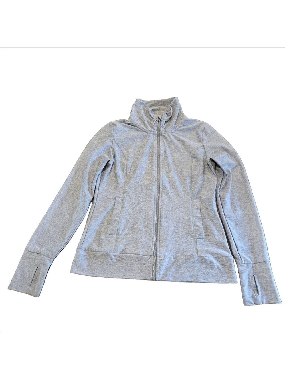 Mondetta Women's Marled Grey Stretchy Athletic Full-Zip-Up Jacket, S/M